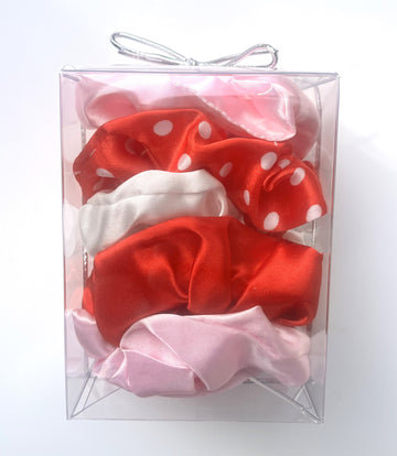 Morning Glamour Satin Scrunchie Gift Set (5-Pack) – No Crease, No Frizz Hair Ties